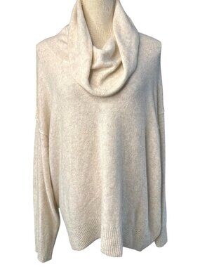 American Eagle Cream Cowl Neck Sweater Women’s Medium Soft Knit Pullover L
